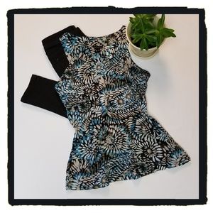 Banana Republic Daisy Sleeveless Top Black Floral